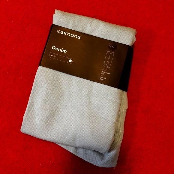 Light blue denim high waist capri leggings jeggings NWT - Picture 2 of 7